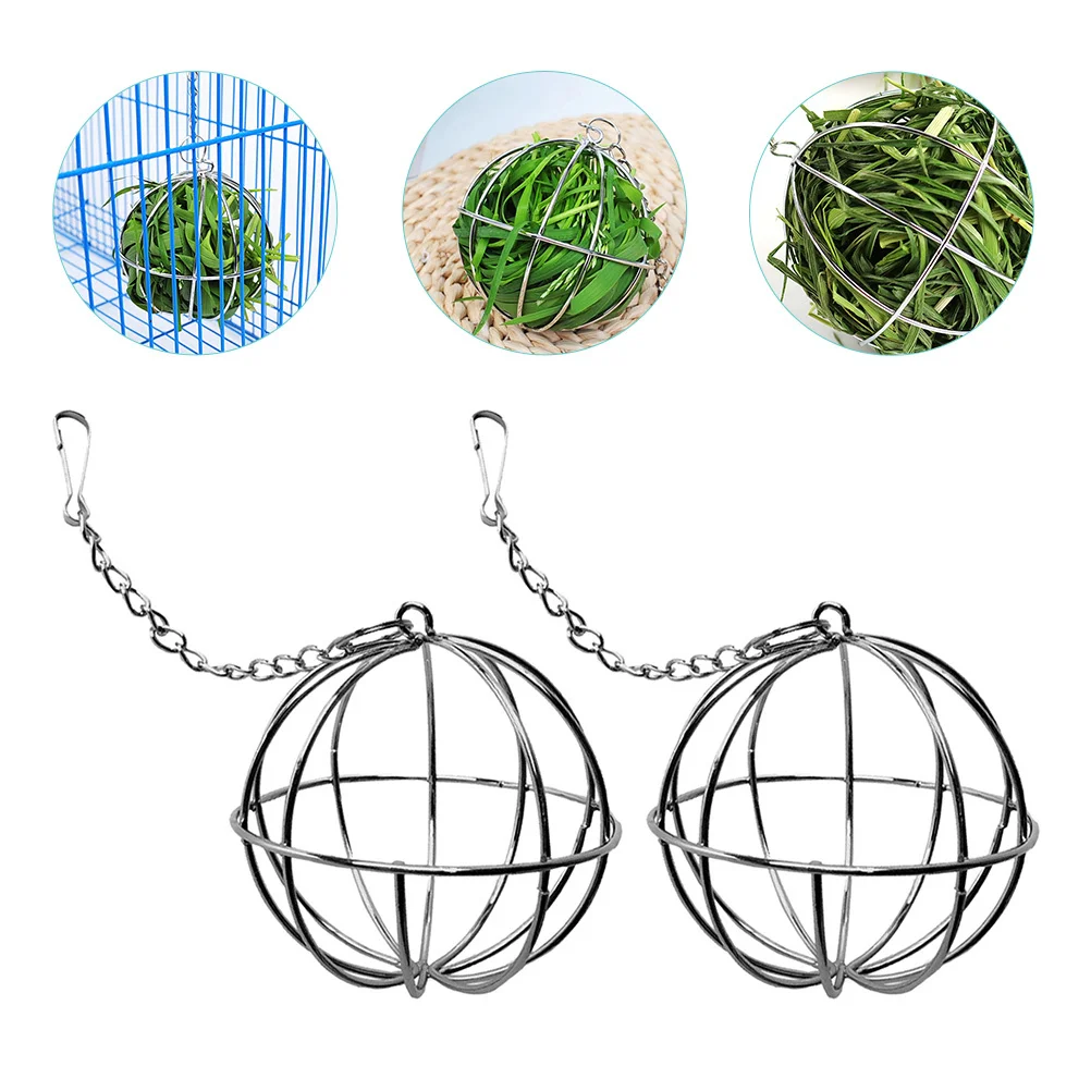

2Pcs Hanging Bunny Hay Feeder Balls Stainless Steel Cage Grass Dispenser Reusable Rabbit Feeding Bunny Feeders
