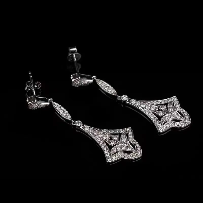 Vintage Dangle Earring Zircon 925 Sterling silver Party Wedding Drop Earrings for Women Bridal Promise Jewelry Birthday Gift