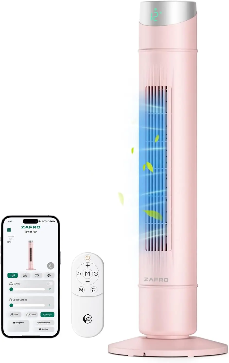 

Smart Tower Fan for Bedroom, 120° Oscillating, 28ft/s High Speed, 12 Speeds 4 Modes, Ultra Quiet 22dB, App/Voice Control