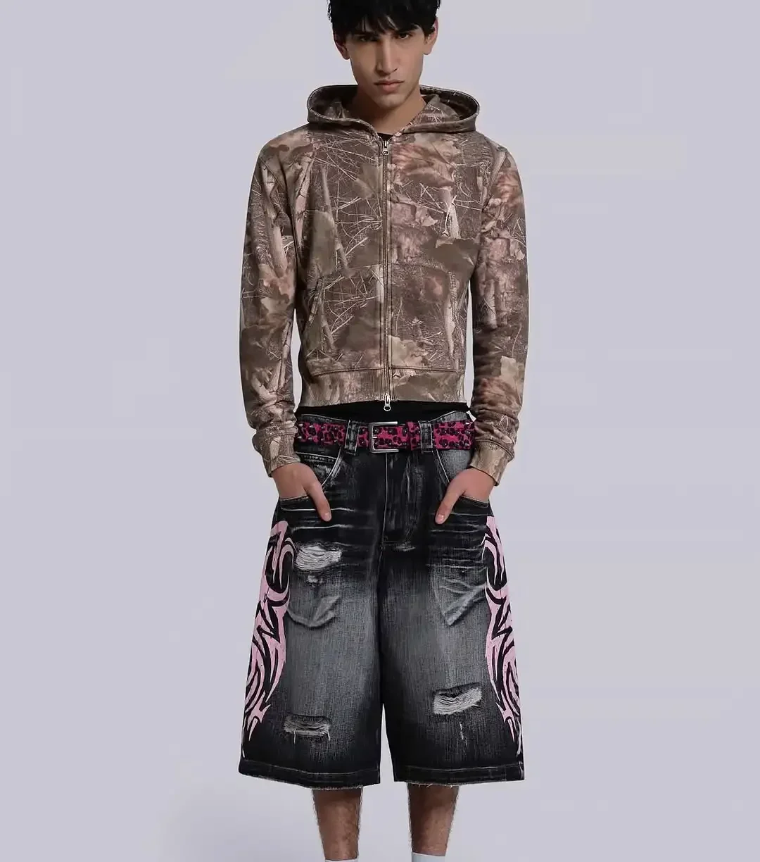 

Harajuku Y2K Popular Denim Shorts Tassels Design Vintage Shorts Men Women Street Hip Hop Fashion Punk High Waist Wide Leg Pants