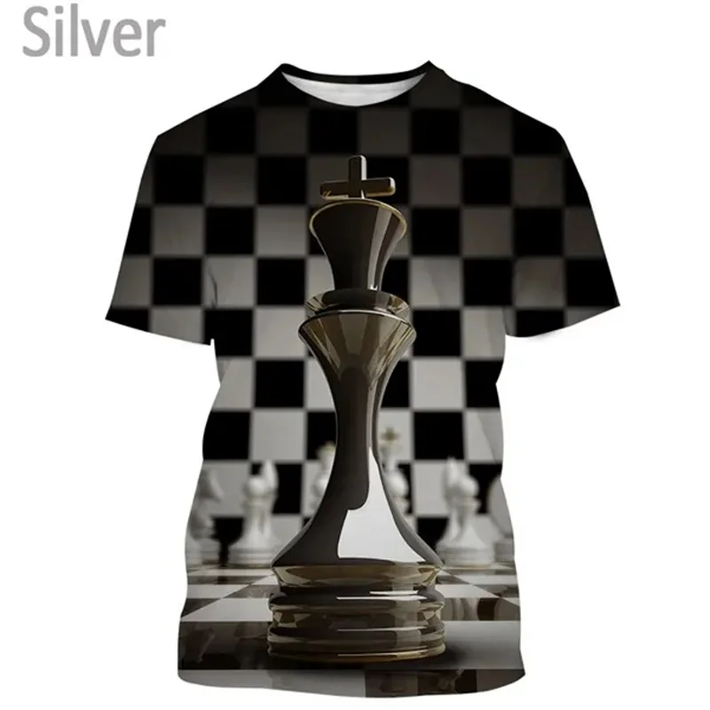 Newest Chess Game 3D Printing T Shirt Checkerboard Graphic T Shirts For Men Women Casual Short-Sleeved Streetwear Tee Tops