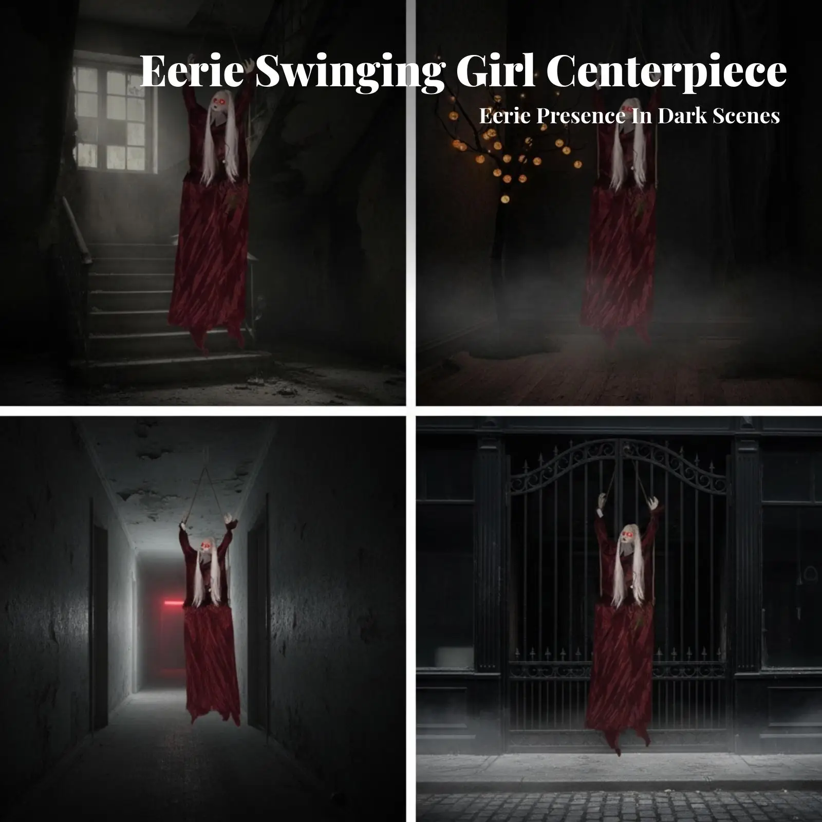 Hanging Swing Girl Sound Effects Creepy Hanging Animatronic Rope Suspended