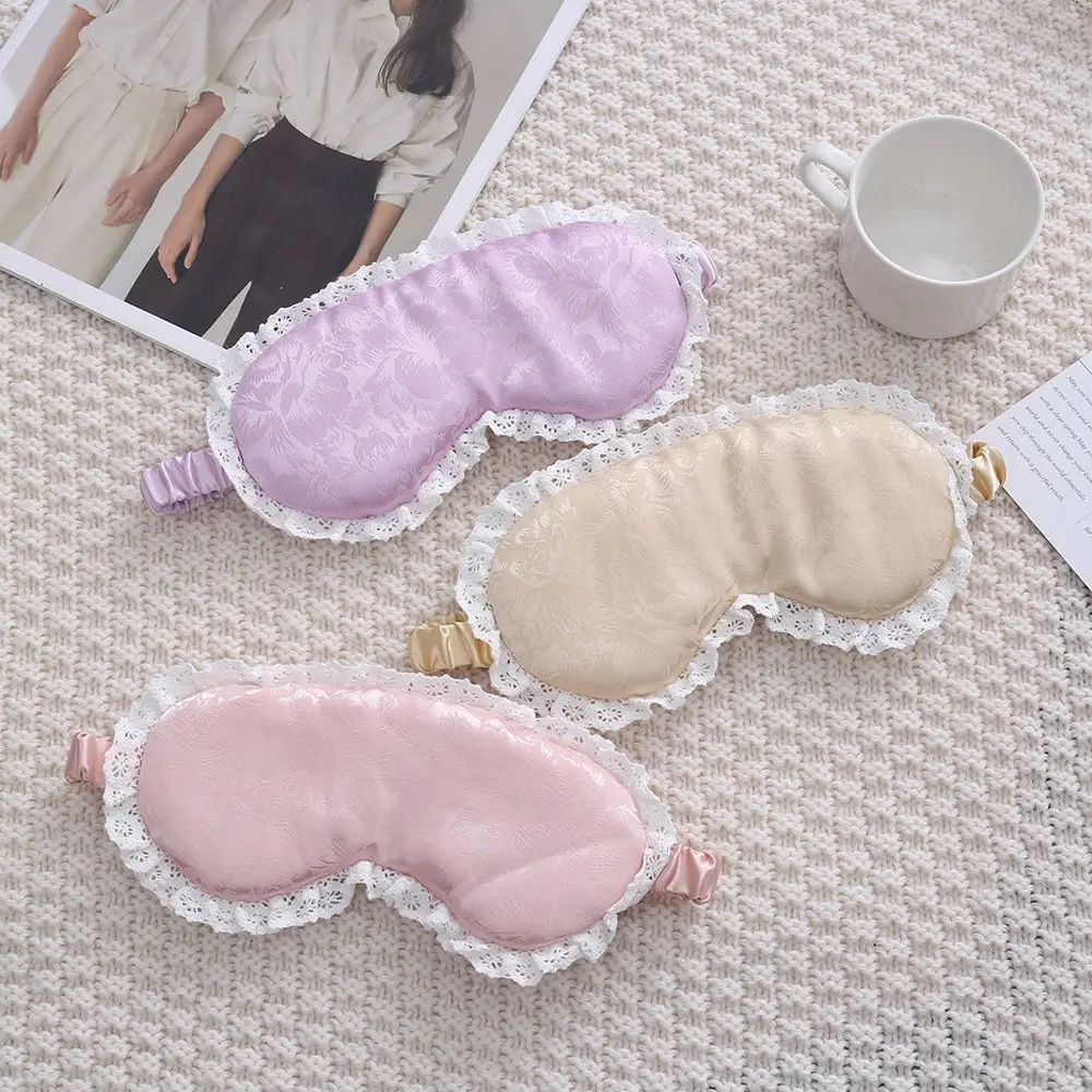 Jacquard Satin Sleep Eye Mask Imitation Silk Lace Details Eye Shade Lightweight Delicate Lace Jacquard Satin Lace Eye Mask