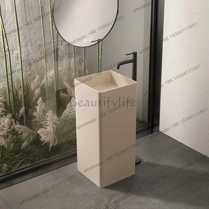 

Artificial stone hotel B & B household wash basin integrated floor-to-ceiling column square wash table