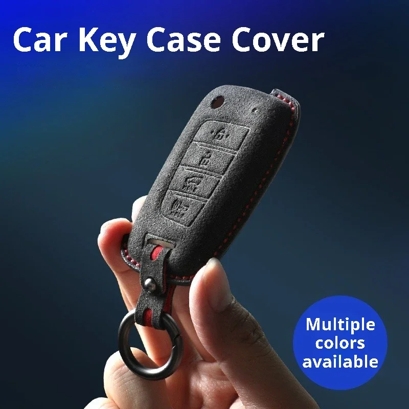 Suede Car Key Case Fob Cover Fit For Elantra Avante Santa Fe Maxcruz Celesta ix35 Remote Key Shell Holder Keychian Accessories