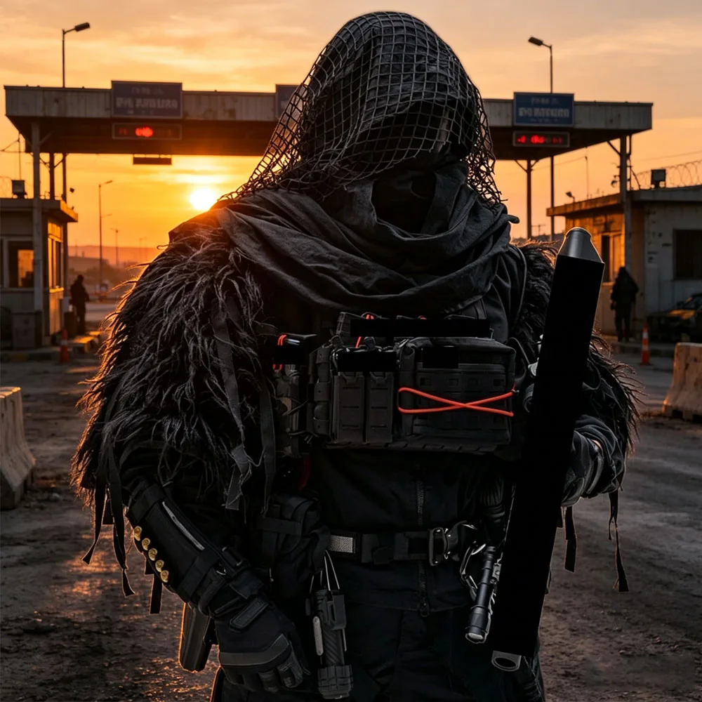 trnスタイルの使徒コスプレ衣装セット、戦術的なフード付き衣装、メッシュベール付き、ゲームキャラクターのロールプレイ、ハロウィンパーティーグッズ用