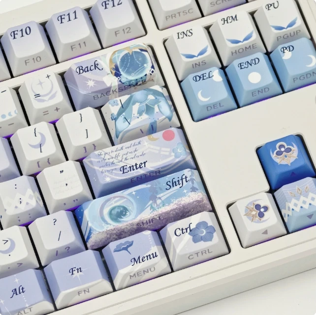 Game Genshin Columbina Themed Keycaps OriginalDamselette PBT Dye-Sublimation Custom Keycap Set Cosplay Doujin Gifts