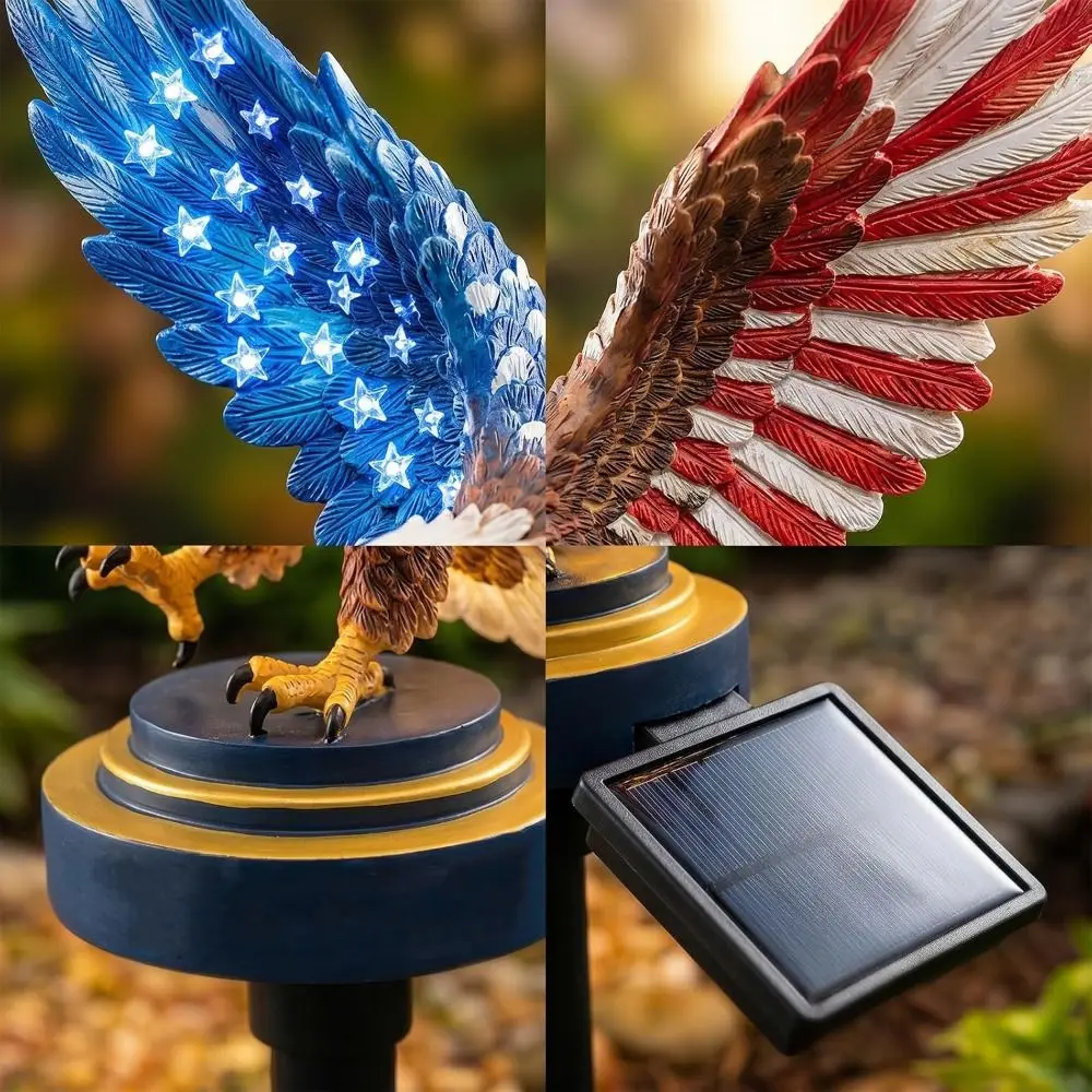 LED Lighting Solar Eagle Light UV Resistant Flag Themed Wings Eagle Garden Stake Solar Powered Solar Garden Light Garden Decor