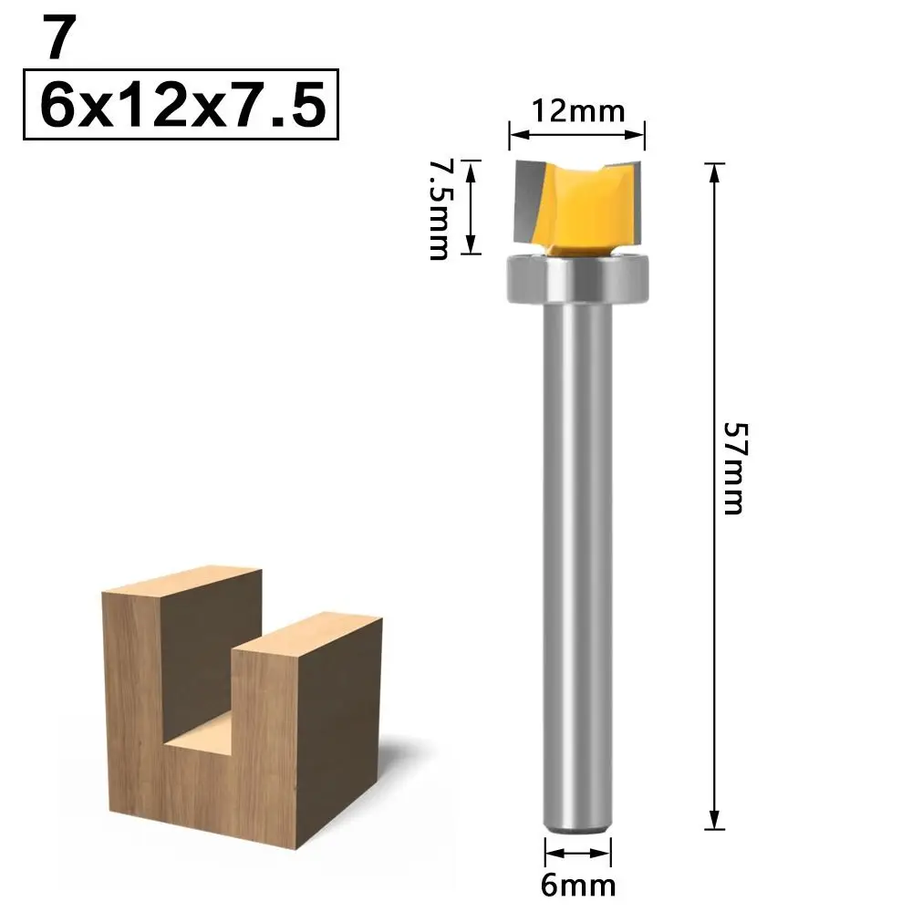 Straight Tooth 6mm Shank with Bearing Router Bits Slotting Cutter Drill Bit Milling Cutter