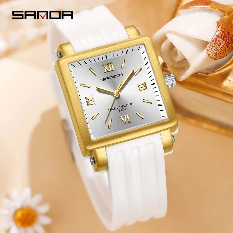 

Sanda 3208 New Quartz Watch for Men and Women Korean Square Fashion waterproof electronic watch for men and women