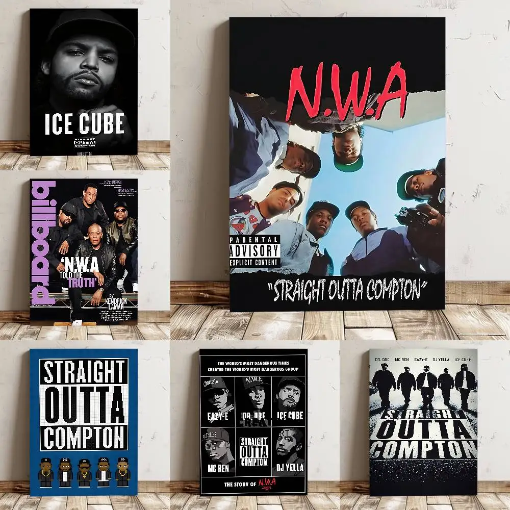 N-NWA Hip Hop Rapper Straight Outta Compton Poster High Quality Print Waterproof Wall Art Sticker For Bar Living Room Decor Gift