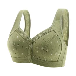 Printed Bras Front Snaps Women's Wire-Free Front Button Closure Bra Support Bra Comfortable Easy Close Sports Plus Size Bra