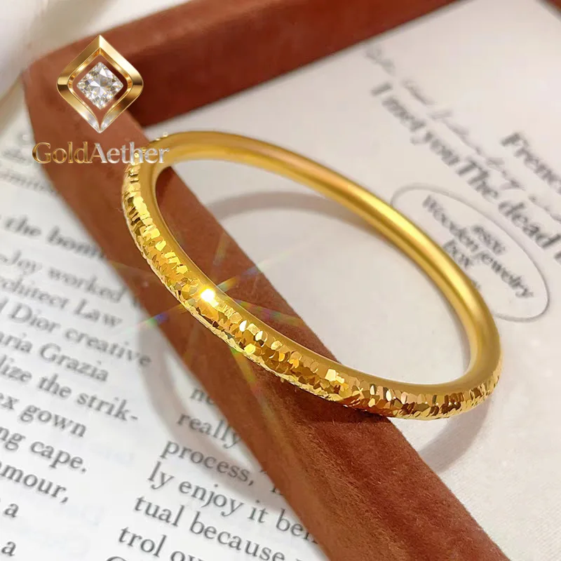 

GoldAether Luxury 24K 9999 Pure Gold real gold Gold shop same style round bracelet all over the sky star plain ring bracelet