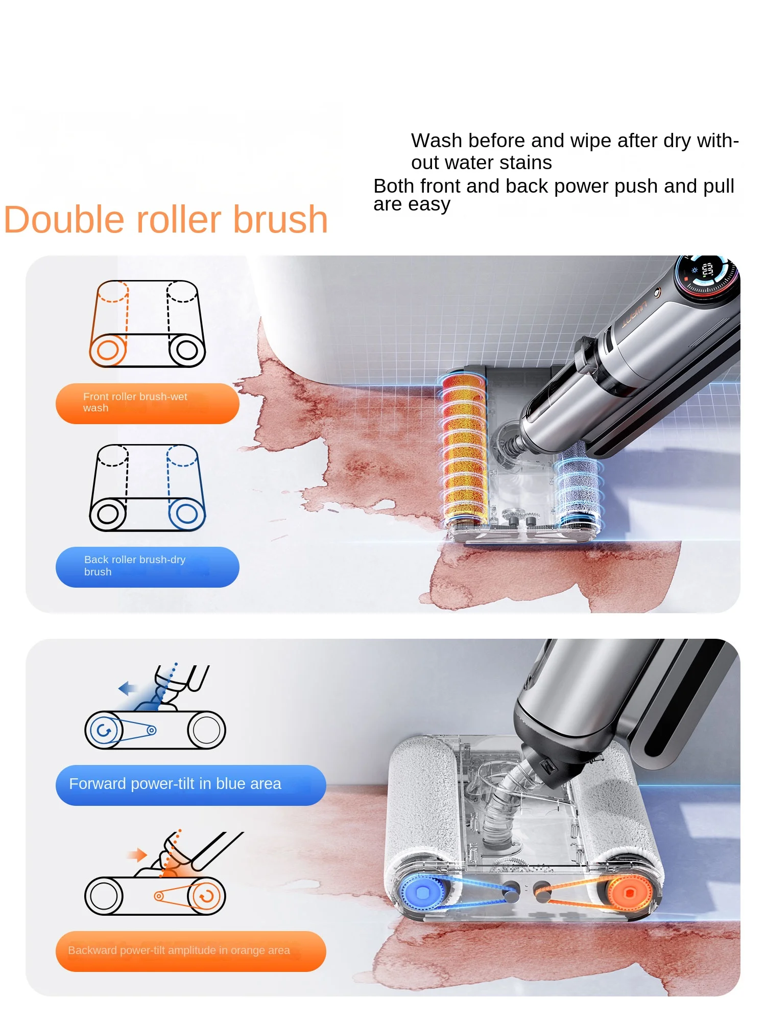 UWANT-X200 Double Roller Brush, Lavadora de Água Quente, Welt Lavagem Arraste, Secagem por Sucção, Eletrodomésticos