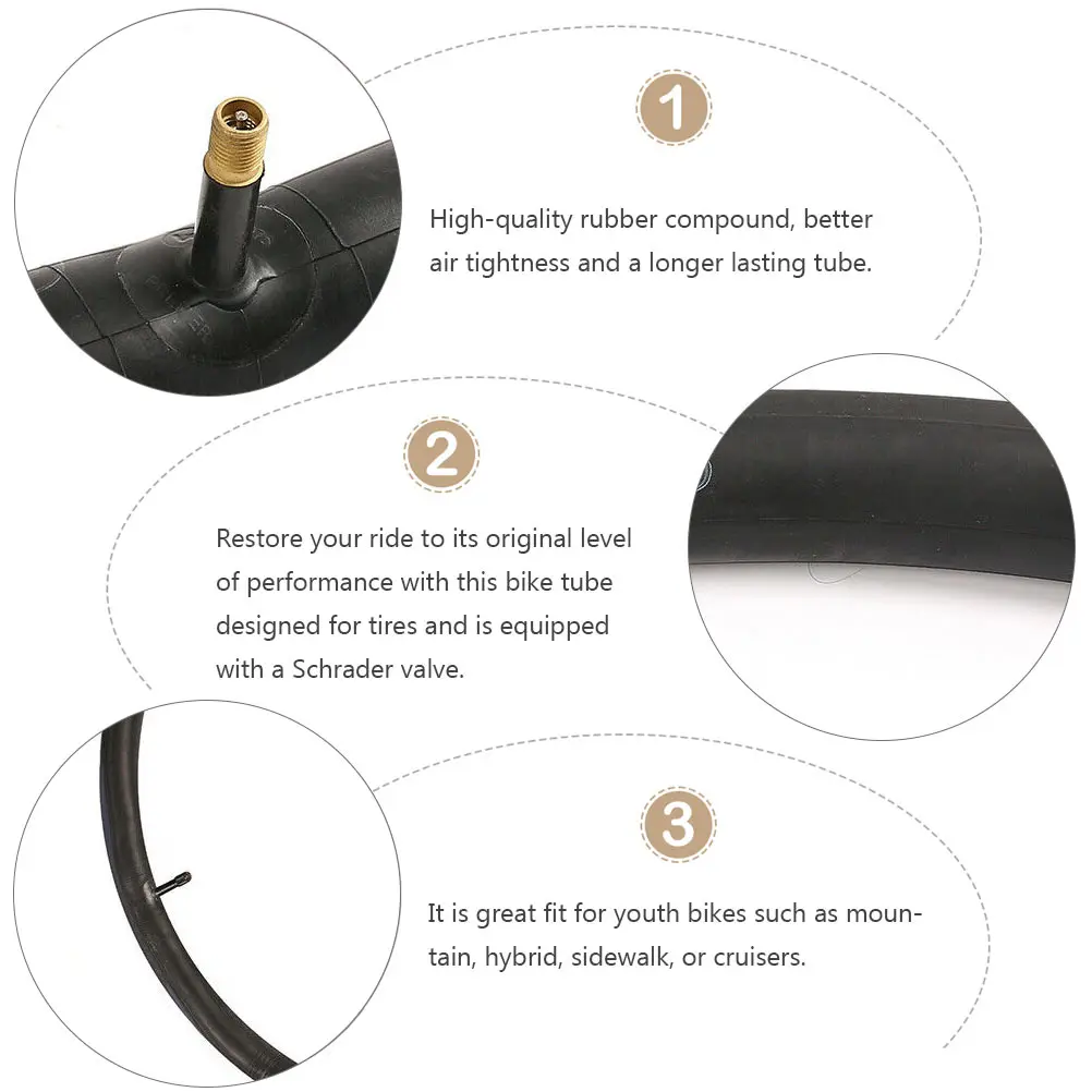 

2pcs Mountain Bike Inner Tube Durable High- Long Valve Tire Part For Hybrid Youth Bikes Cycling