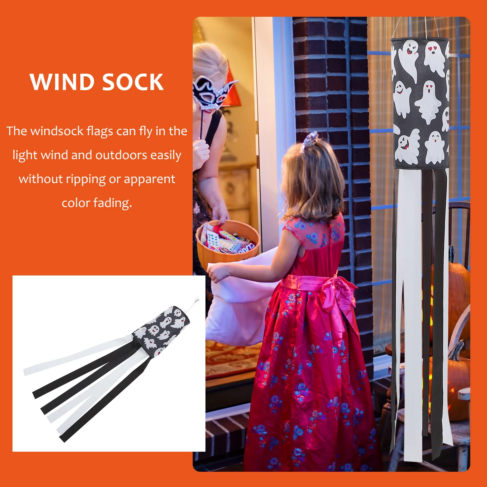 

Halloween Windsock 100cm Long Haunted House Hanging Decor Durable Outdoor Pendant Easy to Hang No Assembly Required Festive