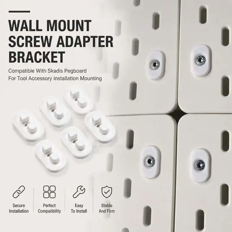 Wall Mount Screw Adapter Bracket Compatible With Skadis Pegboard For Tool Accessory Installation Mounting