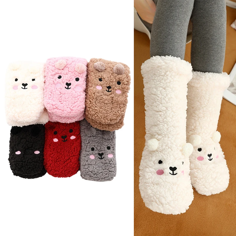 Mntrerm גרביים נשים סתיו וחורף בתוספת קטיפה אלמוג נעלי בית נעלי בית בית נעלי שלג גרביים