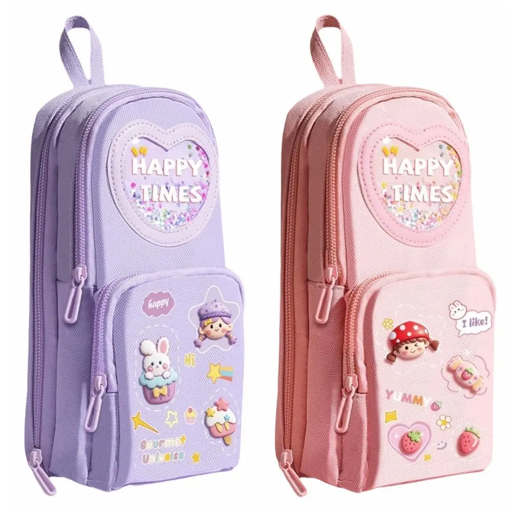 Kawaii Backpack Shaped Pencil Case Multi-Layer Large Capacity Pen Bag Pencil Pouch Students