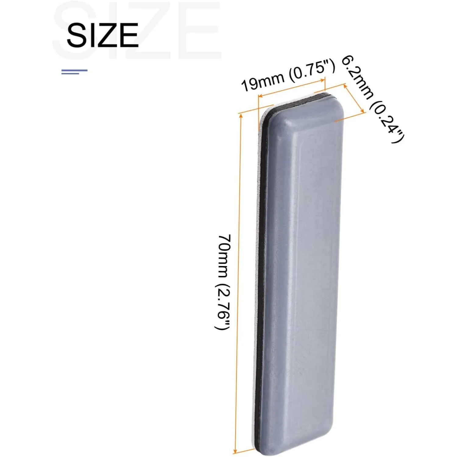 Furniture Slider Gliders (70x19mm) 10Pcs, Rectangle Self-Adhesive Floor Protector Pads - for Furniture Carpets