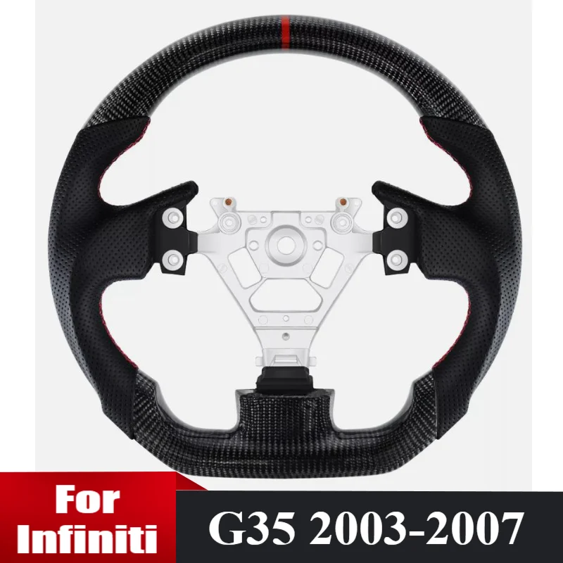 

Руль из углеродного волокна для Infiniti G35 2003 2004 2005 2006 2007, перфорированное кожаное рулевое колесо автомобиля