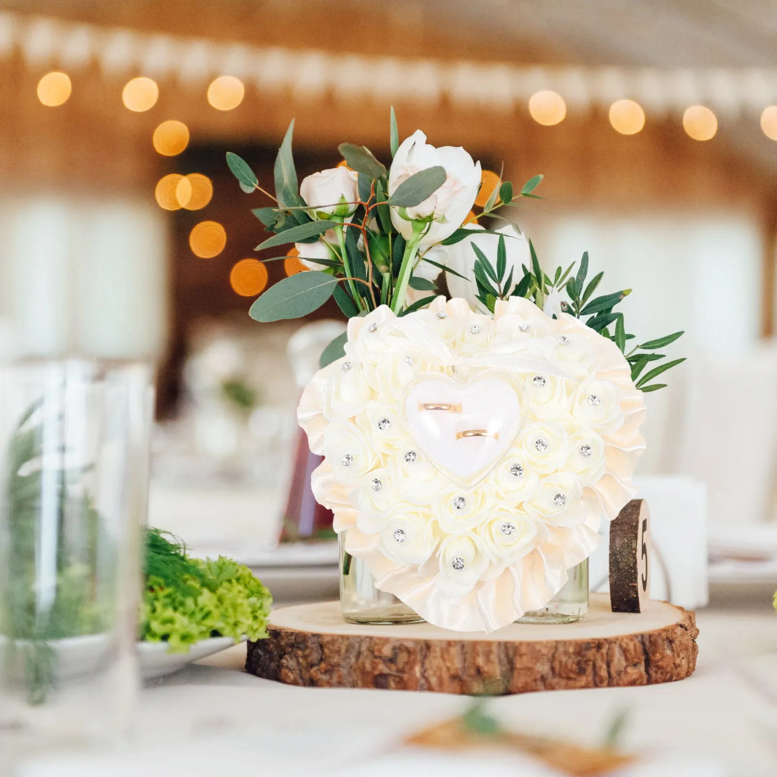 

Heart Shape Rose Pillow Rose Box Wedding Ring Pillow Case Bridal Ring Cushion For Party Decor Accessory