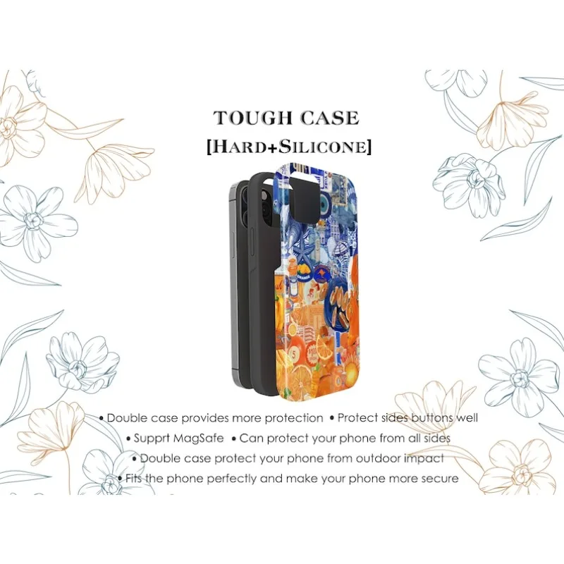 حافظة هاتف مغناطيسية لهاتف آيفون 17 16 15 14 13 12 11 16e Air PRO Plus غطاء مقاوم للصدمات من الأكريليك الصلب باللونين الأزرق والبرتقالي #4