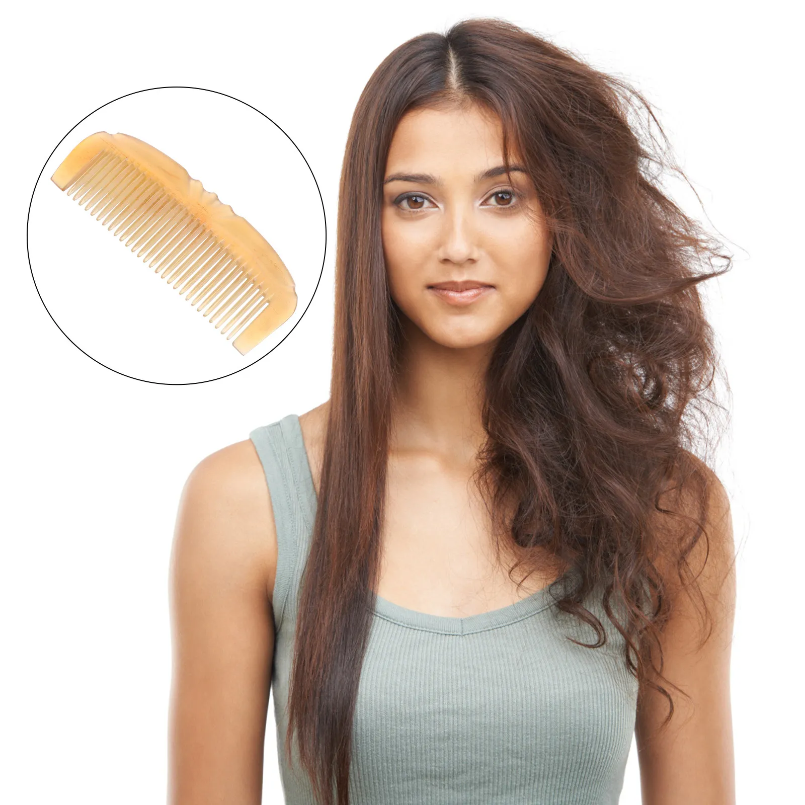 

Natural Sheep Horn Comb for Hair and Scalp Care Smooth Teeth Anti-Static Massage Comb for Men Women Vintage Style Comfortable