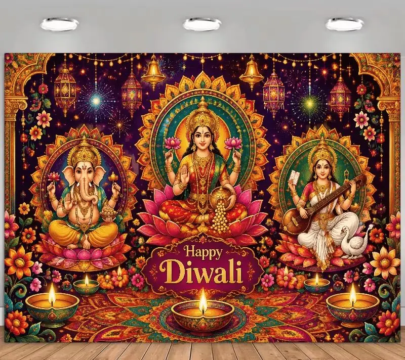 CIFBUY Vintage Diwali Aluminum Wall Art Metal Sign Waterproof Wear Resistant Tin Plaque for Home Living Room Bedroom Office Deco