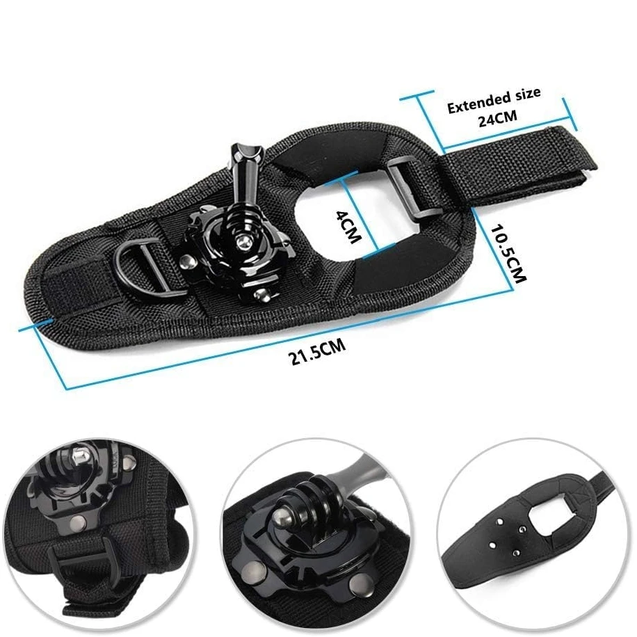 Wrist Strap 360° Rotation Mount Glove Wristband For GoPro Hero 13 12 11 10 DJI Osmo Action 6 5 Pro 4 Camera Accessories view 5