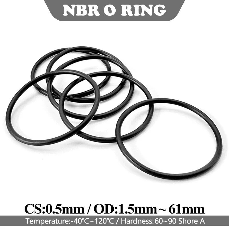 CS 0.5mm Nitrile Butadiene Rubber NBR O‑Ring Black 20/50/100Pcs Oil Resistant Water Resistant Seal Ring for Fuel System Seals