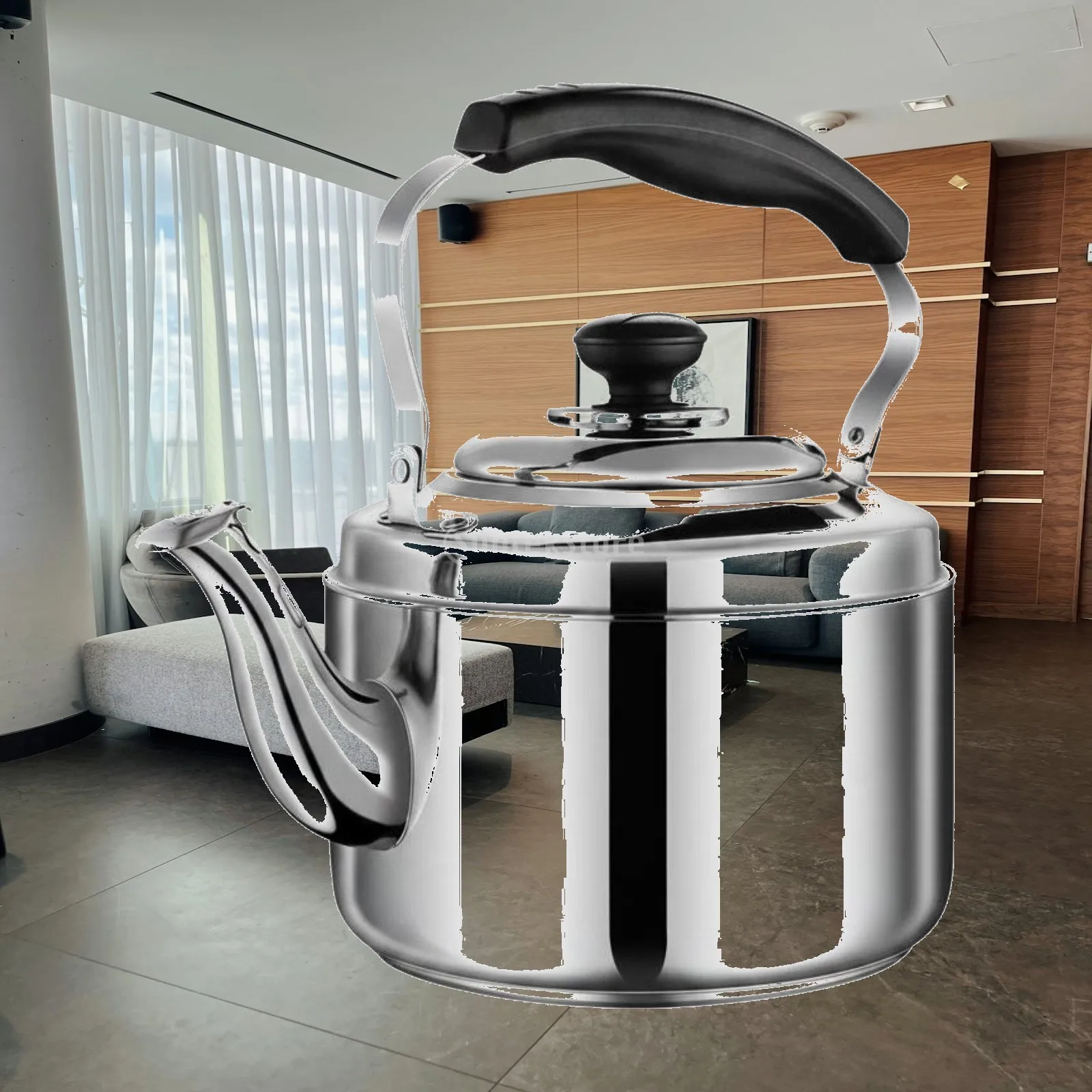 Large Whistling Kettle Stainless Steel for Induction Cooker and Gas Stove 4L to 6.5L Food Grade Teapot Water Boiler with Safe