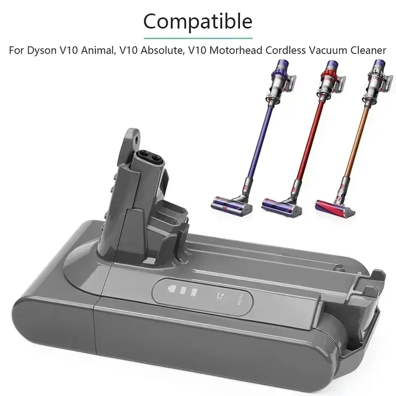 Bateria de substituição de 12800mAh para Dyson V10 e SV12 - Compatível com modelos V10 Absolute, Fluffy, Cyclone