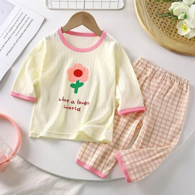 Baby Underwear Set 2023 Autumn New Printing Boys Girls Cotton Children Suit Homewear Clothes