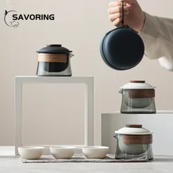 Zen Bule e Tea Cup Set, 1 tigela, 3 copos Household Tea Making, Travel Tea Set, saco portátil ao ar livre, suprimentos chineses