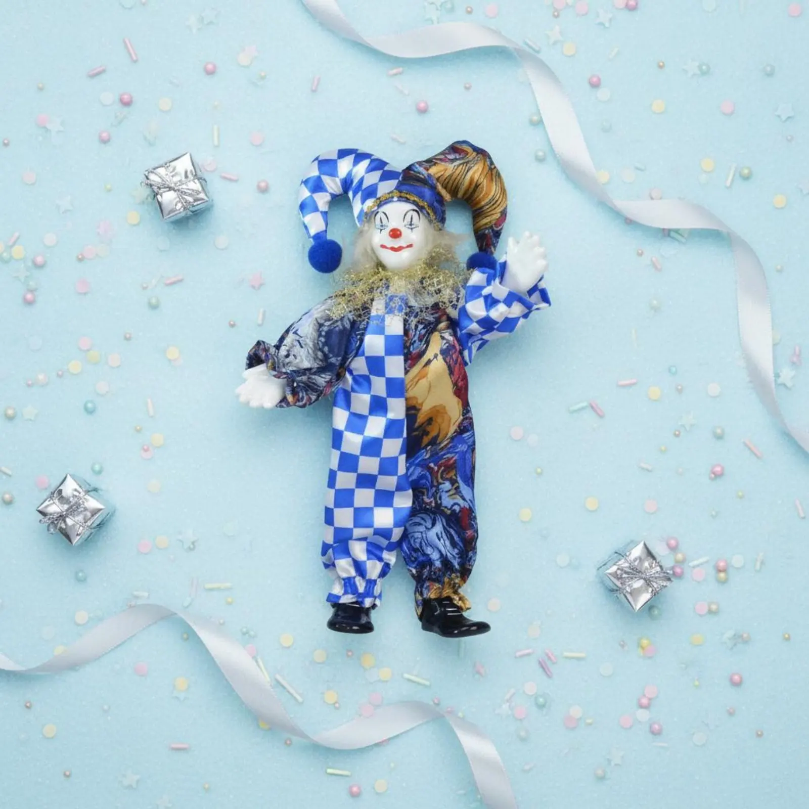 Ceramic Clown Doll Giftable Clown Doll Jester Figurine Collectible Decorative Item Handmade for Tabletop Display
