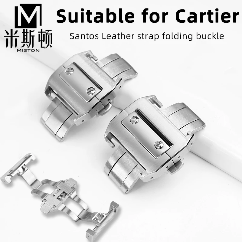 

For Cartier0 SANTOS 100 buckle men's womne's leather strap buckle rubber strap butterfly buckle Santos folding buckle 18mm 21mm