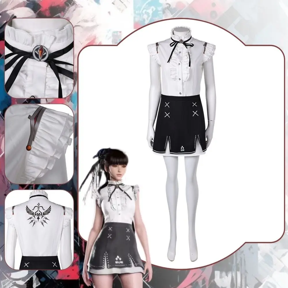 Stellar Blade Eve Cosplay Women Costume Fantasia Disguise for Girls Skirt Roleplay Outfit Fancy Dress Up Halloween Carnival Suit