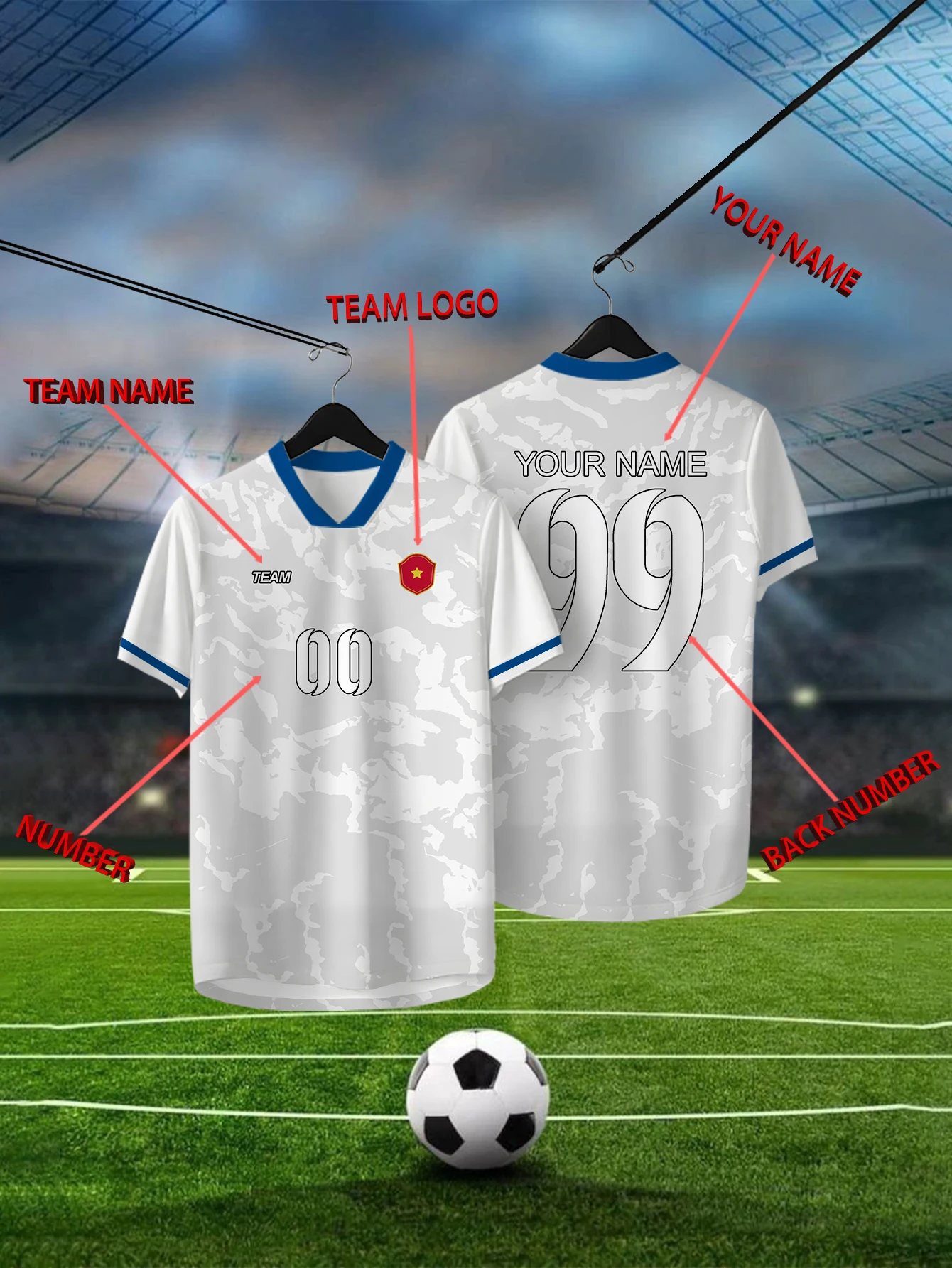 

Серая белая рубашка с короткими рукавами с геометрическим рисунком, именем команды, эмблемой, именем и номером, рубашкой с короткими рукавами для занятий спортом на открытом воздухе