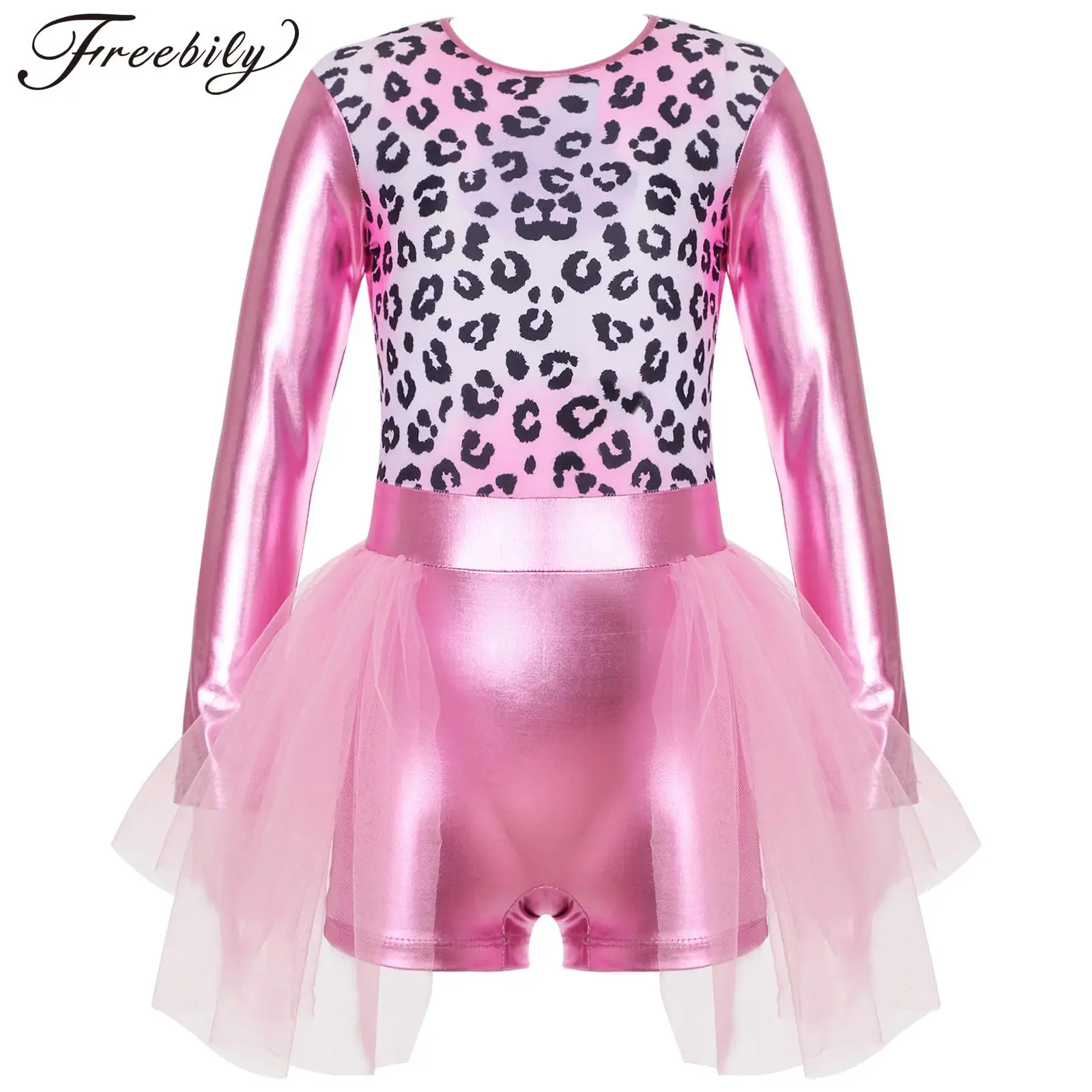 Kids Girls Long Sleeves Ballet Tutu Dress Leotards Gymnastics Dancewear Dance Shorts Unitard Jumpsuit Performance Costumes