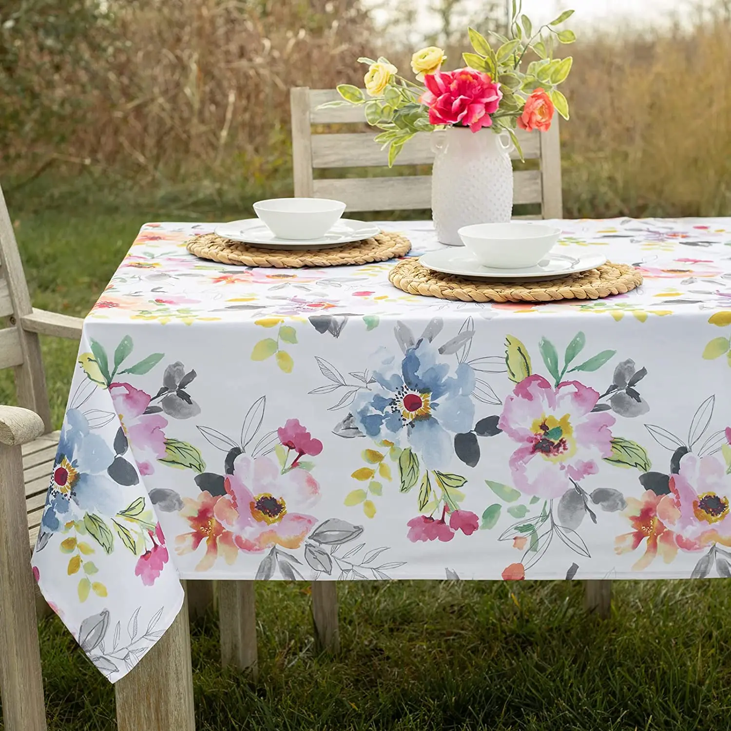 Colorful Floral Tablecloth Washable Polyester Tablecloth Dining Table Self-Service Party Camping Decoration Fabric Tablecloth