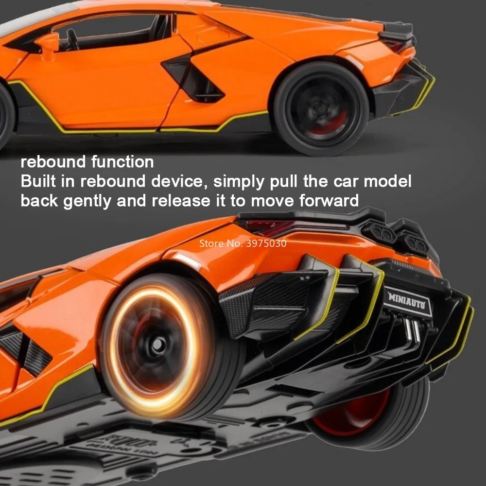 1:32 Lambor Mansory Revuelto Toys Models Cars Wheel Pull Back Miniature Vehicles with Light Music Sports Car Collect Souvenirs