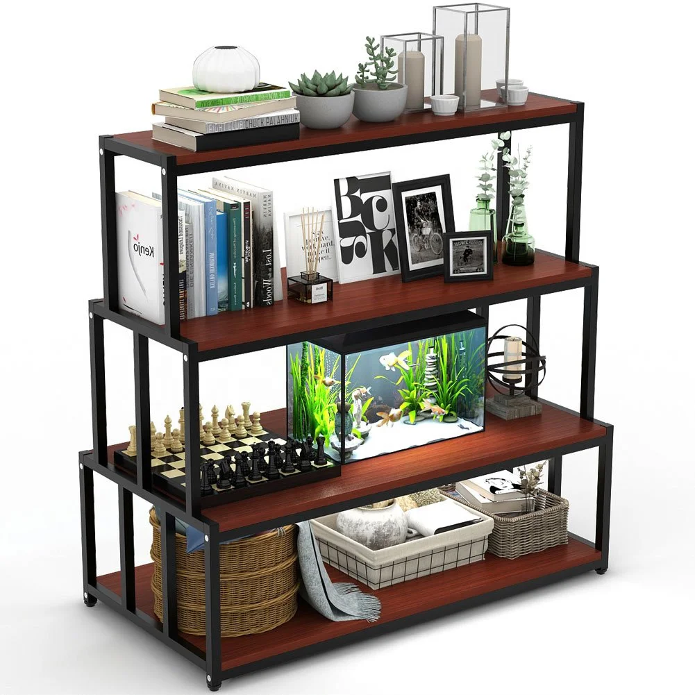 Custom Home Decoration Bookshelf Book Magazine Album Flower Green Plant Pot Ladder Metal Wood Storage Display Rack Stand Holder
