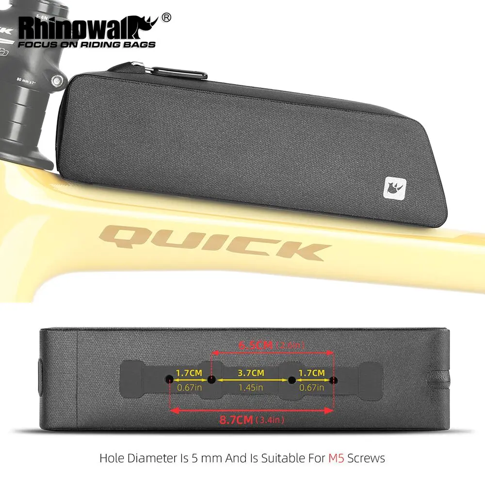 

Rhinowalk Bike Top Tube Bag Waterproof Front Box with Dual Mount System Secure Screw & Strap Installation For Gravel MTB