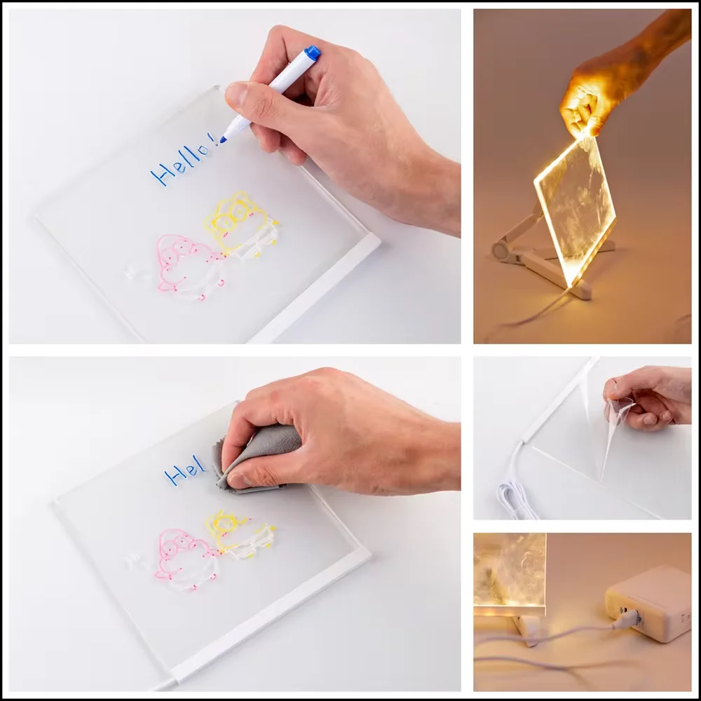 LED Note Board Night Light Creative Message Board Lamp com Pen USB Message Board Holiday Light DIY Night Lamp Kid Lover Darfts Fast Delivery 6-8 Days Delivery Free Shipping