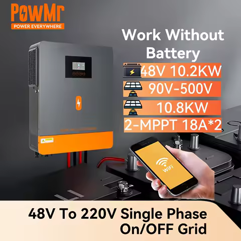 PowMr 48V 10KW Hybrid Solar Inverter Dual MPPT 160A Grid-Tie Inverter On Grid Off Grid Dual PV Input Dual AC Output