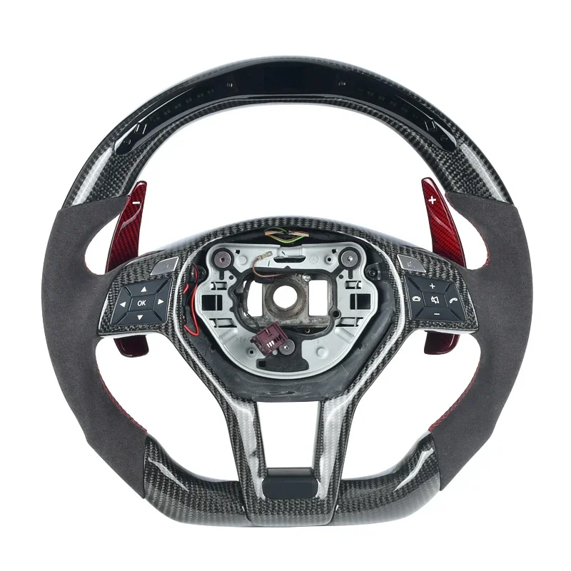 100% Real Carbon Fiber+ Leather Steering Wheel For Mercedes-benz GLC GLE450 C63 C450 E63 W176 W204 W205 W213 A250 AMG Sport Etc