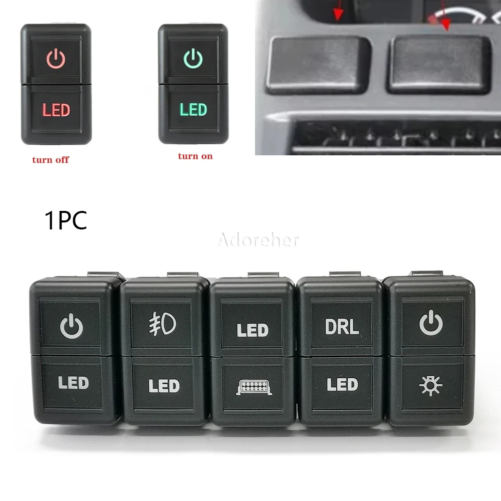 For ISUZU 700P NLR 1PC Car Dual Switch LED Radar Fan Spotlights Fog Light Switch Button With Connection Wire