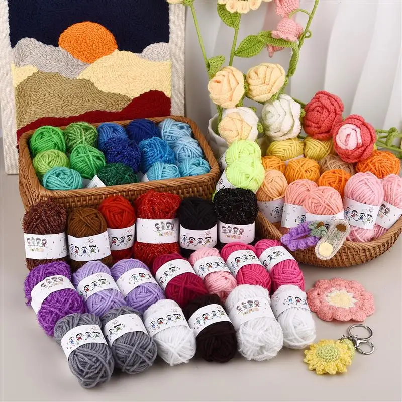 12Colors/Set Soft Yarn Fine Quality Hand-Knitting Thread Soft Warm DIY Cotton Wool Threads For Handmade Knitting Crochet Yarn