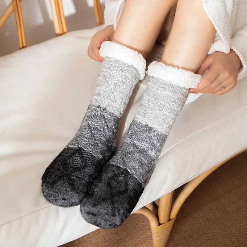 Home Room Socks Warm Children's Adult Carpet Socks Home Fleece-Lined Sleep Lambswool Socks Confinement Slippers Foot Snow Socks